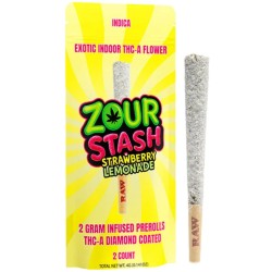 ZOUR STASH THCA LIQUID DIAMONDS INFUSED PREROLLS 2G 10CT/JAR - STRAWBERRY LEMONADE (INDICA)