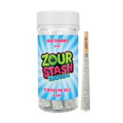 ZOUR STASH THCA LIQUID DIAMONDS INFUSED PREROLLS 2G 10CT/JAR - TROPICAL (SATIVA)