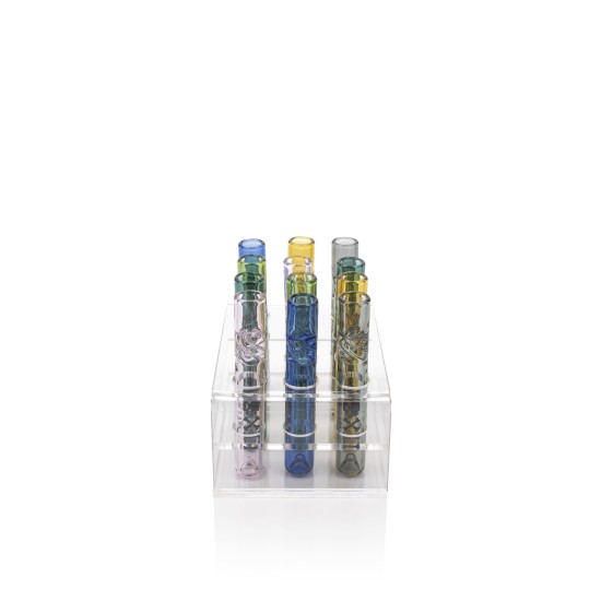 ZTC SMOKE GLASS CHILLUM W/ CRYSTALS 48PC/DISPLAY